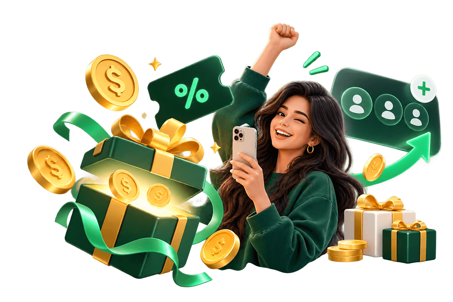 Celebrating with cashback, coins and gift boxes